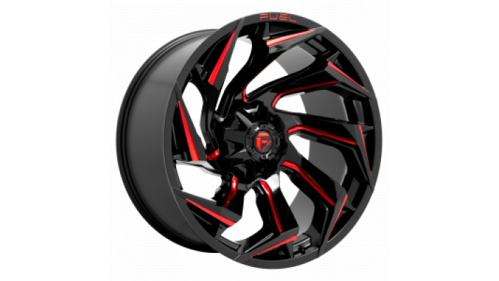 FUEL 1PC D755 REACTION GLOSS BLACK MILLED WITH RED TINT 22X10 / BOLTAGE 8X165.1 / OFFSET -18